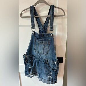 Blue Spice Women's Blue Denim Distressed Cuff Shortalls Size juniors 13